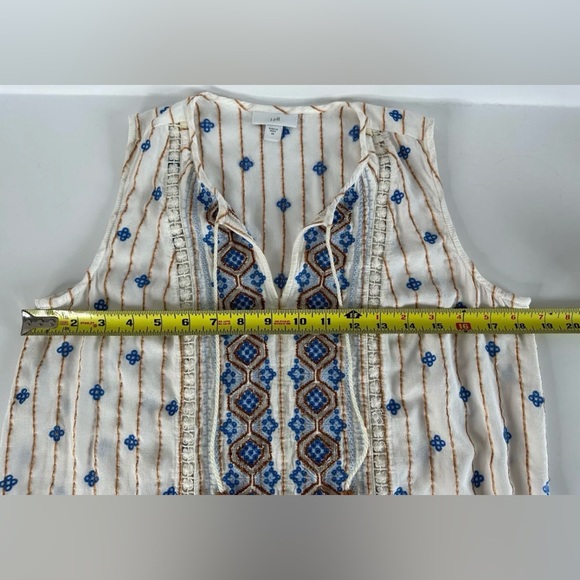 J. JILL “Lilah” Embroidered Sleeveless Tank Blouse V-Neck Boho Tasseles - Picture 14 of 14